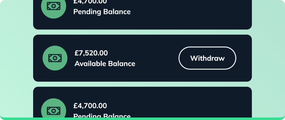 gigged platform screenshot showing available balance